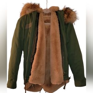CONVERTIBLE GREEN FUR PARKA